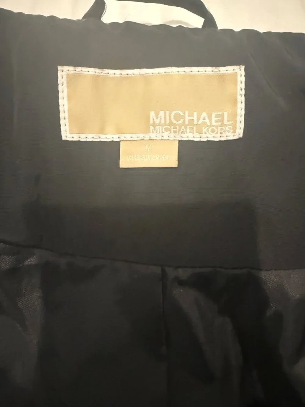 Michael Kors Women’s Size Medium Quilted Black Jacket with fold away hood